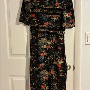 Urban Outfitters Black Floral Long Sleeve Dress